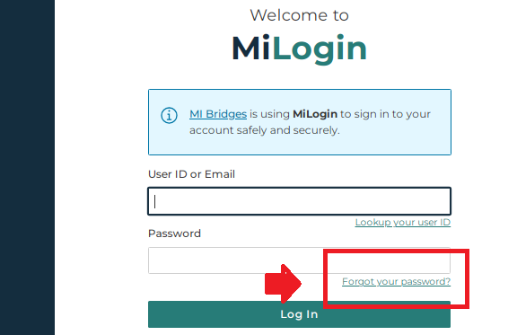 Resetting Credentials for MI Bridges Portal Login