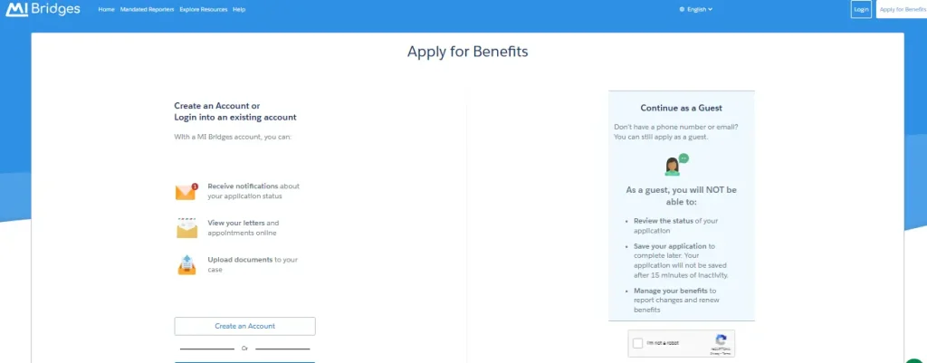 Apply For Benefits On MI Bridges Portal